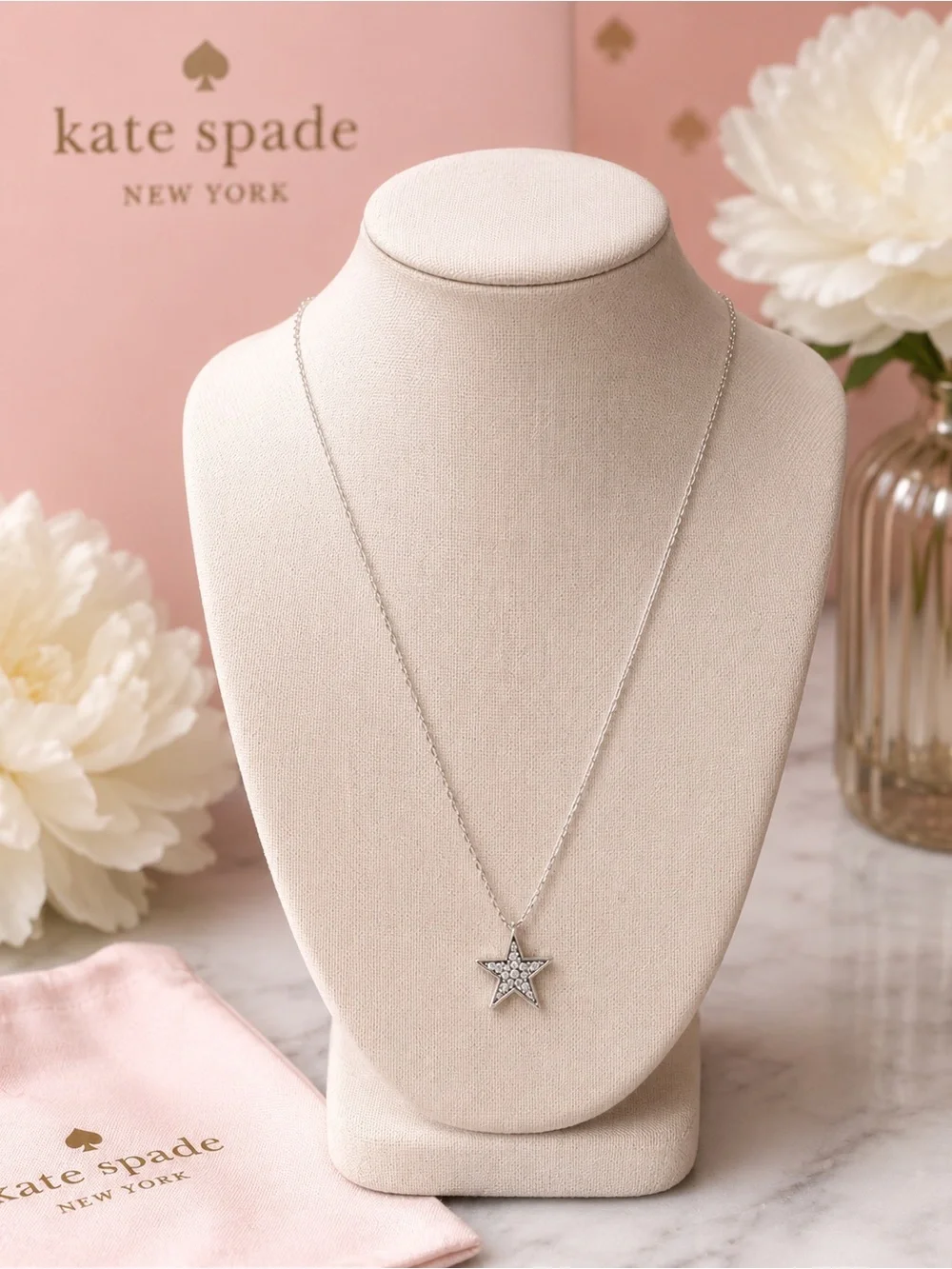Kate Spade New York Dainty Sparkling Star Pendant Necklace – Silver Tone